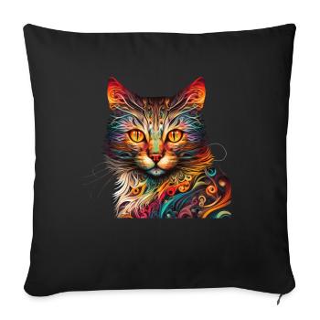 Amoureux des chats Cool Cat Design Cat Mama - Housse de coussin décorative 45 x 45 cm - noir - Devant