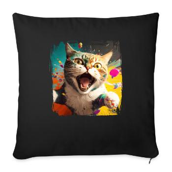 Amoureux des chats Cool Cat Design Cat Mama - Housse de coussin décorative 45 x 45 cm - noir - Devant