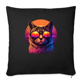 Amoureux des chats Cool Cat Design Cat Mama - Housse de coussin décorative 45 x 45 cm - noir - Devant
