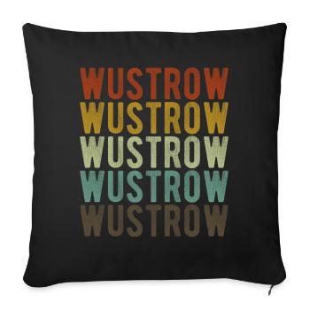 Wustrow Stadt Retro Vintage - Sofakissenbezug 45 x 45 cm - Schwarz - Vorne