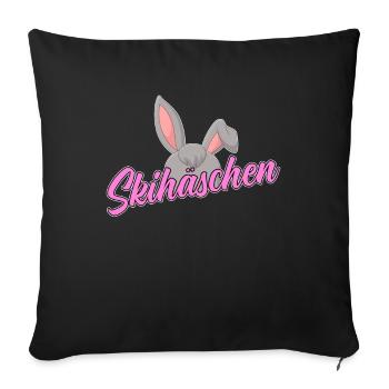 Skifahrer Skihäschen Ski - Sofakissenbezug 45 x 45 cm - Schwarz - Vorne