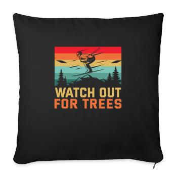 Skiers Watch out for trees Ski - Sofa pillowcase 17,3'' x 17,3'' (45 x 45 cm) - black - Front