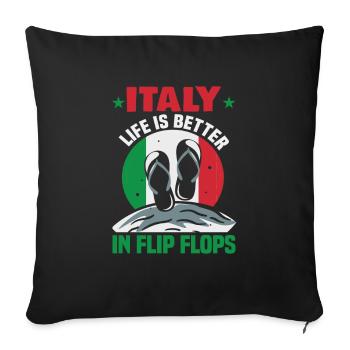 Italie vacances à la plage au bord de la mer Design beach motif - Housse de coussin décorative 45 x 45 cm - noir - Devant