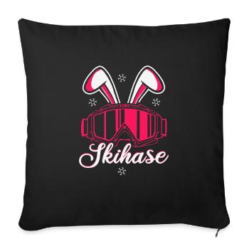 Skifahrer Skihase Ski - Sofakissenbezug 45 x 45 cm - Schwarz - Vorne