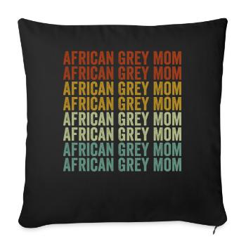 Maman grise africaine Papage perroquet gris africain - Housse de coussin décorative 45 x 45 cm - noir - Devant
