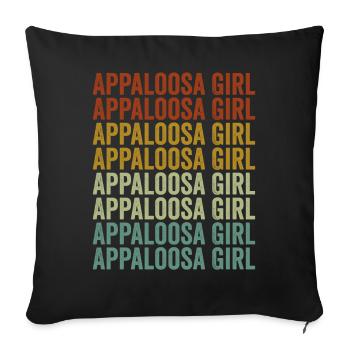 Appaloosa Filles Chevaux Amoureux Chevaux Filles - Housse de coussin décorative 45 x 45 cm - noir - Devant