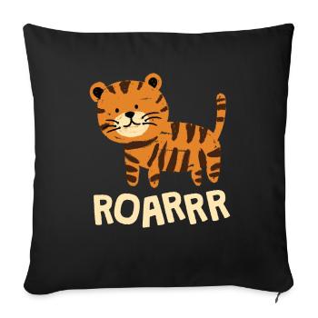 Roarrr Tiger Big Cat Children - Sofa pillowcase 17,3'' x 17,3'' (45 x 45 cm) - black - Front