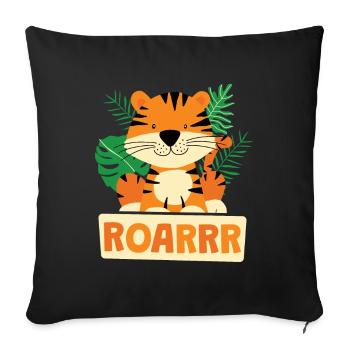Roarrr Cute Tiger Big Cat Kids - Sofa pillowcase 17,3'' x 17,3'' (45 x 45 cm) - black - Front