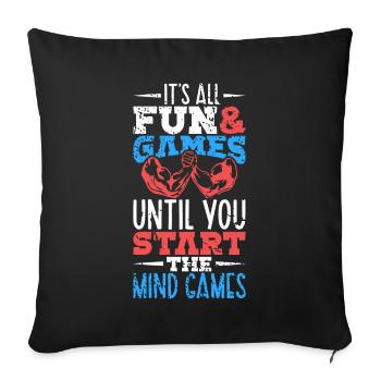 Mind Games - Arm wrestling - Sofa pillowcase 17,3'' x 17,3'' (45 x 45 cm) - black - Front
