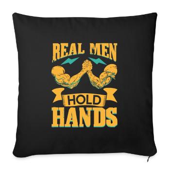 Real men hold hands - Arm Wrestling - Sofa pillowcase 17,3'' x 17,3'' (45 x 45 cm) - black - Front