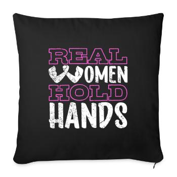 De vraies femmes se tiennent la main - bras de fer - Housse de coussin décorative 45 x 45 cm - noir - Devant
