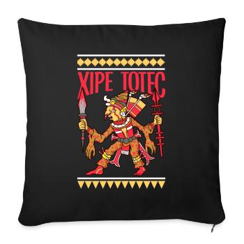 Dieu de la végétation aztèque - Xipe Totec - Housse de coussin décorative 45 x 45 cm - noir - Devant