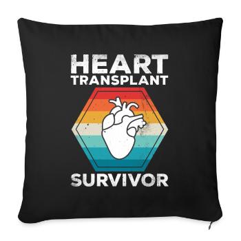 Heart Transplant Survivor Recovery Retro - Sofa pillowcase 17,3'' x 17,3'' (45 x 45 cm) - black - Front
