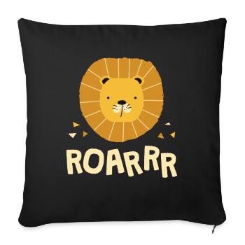 Roarrr Lion Big Cat Children - Sofa pillowcase 17,3'' x 17,3'' (45 x 45 cm) - black - Front