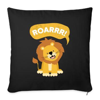 Roarrr Lion Big Cat Children - Sofa pillowcase 17,3'' x 17,3'' (45 x 45 cm) - black - Front