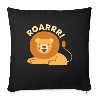 Roarrr Lion Big Cat Children - Sofa pillowcase 17,3'' x 17,3'' (45 x 45 cm) - black - Front