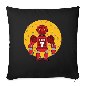 7. Geburtstag Roboter - Sofakissenbezug 45 x 45 cm - Schwarz - Vorne