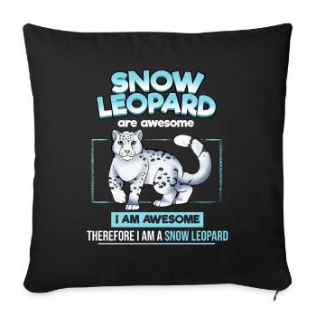 Schneeleopard - Sofakissenbezug 45 x 45 cm - Schwarz - Vorne