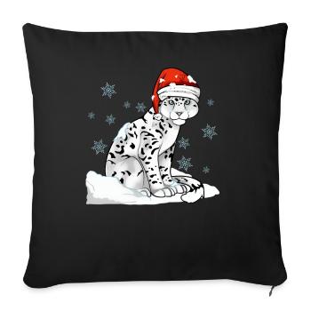 Schneeleopard - Sofakissenbezug 45 x 45 cm - Schwarz - Vorne