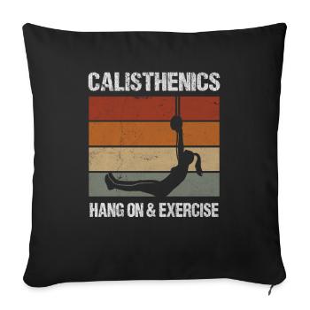 Gymnastique Hang On Exercice Retro Workout - Housse de coussin décorative 45 x 45 cm - noir - Devant