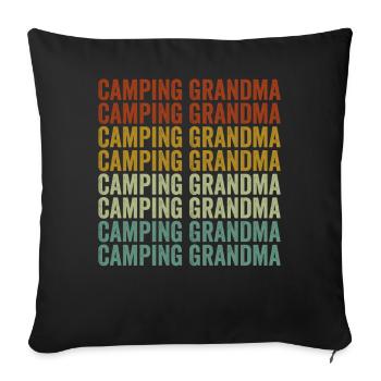 Camping Grandma Rv Camper Camping Grandma Glamping - Housse de coussin décorative 45 x 45 cm - noir - Devant