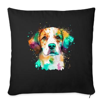 Mignon petit chien pour les amoureux des chiens colorés - Housse de coussin décorative 45 x 45 cm - noir - Devant