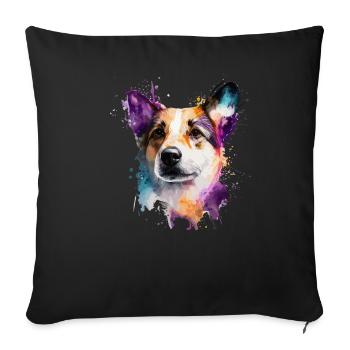 Mignon petit chien pour les amoureux des chiens colorés - Housse de coussin décorative 45 x 45 cm - noir - Devant