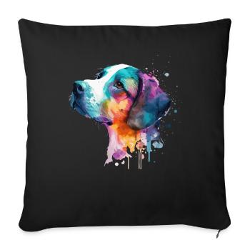 Mignon petit chien pour les amoureux des chiens colorés - Housse de coussin décorative 45 x 45 cm - noir - Devant