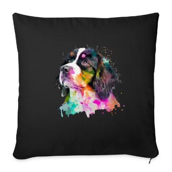 Mignon petit chien pour les amoureux des chiens colorés - Housse de coussin décorative 45 x 45 cm - noir - Devant