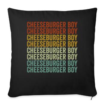 Cheeseburger Garçon Amateurs de burger Drôle de fromageb - Housse de coussin décorative 45 x 45 cm - noir - Devant