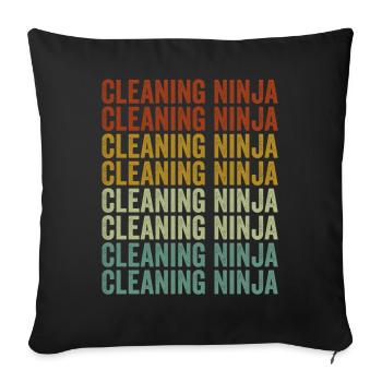 Cleaning Ninja School Caretaker Cleaning Ninja - Sofa pillowcase 17,3'' x 17,3'' (45 x 45 cm) - black - Front