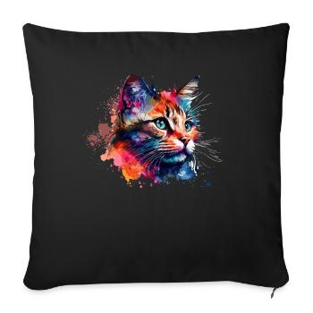 Mignon petit chat Pour les amoureux des chats Coloré - Housse de coussin décorative 45 x 45 cm - noir - Devant