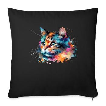 Mignon petit chat Pour les amoureux des chats Coloré - Housse de coussin décorative 45 x 45 cm - noir - Devant