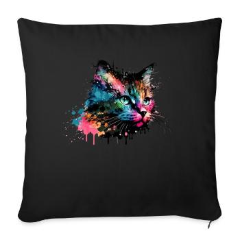 Mignon petit chat Pour les amoureux des chats Coloré - Housse de coussin décorative 45 x 45 cm - noir - Devant