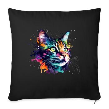 Mignon petit chat Pour les amoureux des chats Coloré - Housse de coussin décorative 45 x 45 cm - noir - Devant