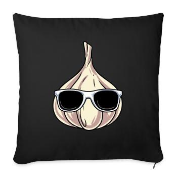Knoblauch Knoblauchbrot Geschenk - Sofakissenbezug 45 x 45 cm - Schwarz - Vorne
