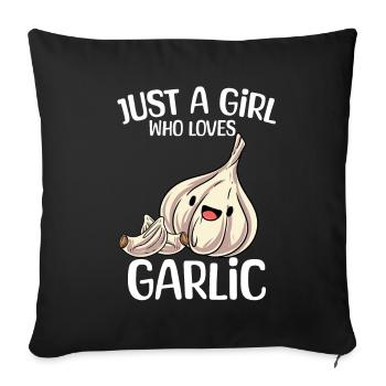 Knoblauch Knoblauchbrot Geschenk - Sofakissenbezug 45 x 45 cm - Schwarz - Vorne