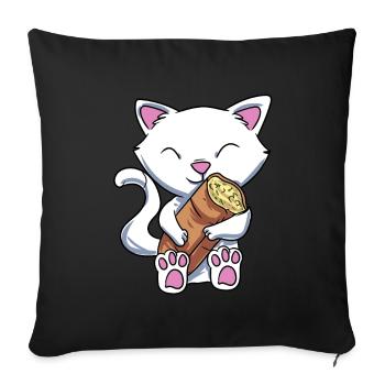 Knoblauch Knoblauchbrot Geschenk - Sofakissenbezug 45 x 45 cm - Schwarz - Vorne