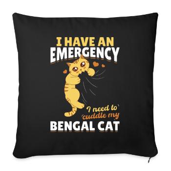 Les races de chats d’urgence doivent étreindre mon Bengal - Housse de coussin décorative 45 x 45 cm - noir - Devant