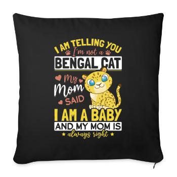 Maman chat du Bengale dit que bébé chaton de race de chat - Housse de coussin décorative 45 x 45 cm - noir - Devant