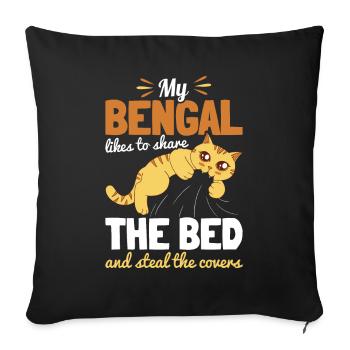 Bengal cat in bed cat mom cat daddy geschen - Sofa pillowcase 17,3'' x 17,3'' (45 x 45 cm) - black - Front