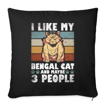 I Like My Bengal Cat And Maybe 3 People - Sofakissenbezug 45 x 45 cm - Schwarz - Vorne