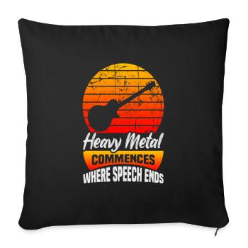 Musiciens de heavy metal dans un groupe de musique hard rock - Housse de coussin décorative 45 x 45 cm - noir - Devant