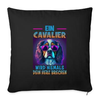 Hunde Spruch Cavalier Spaniel für Hundeliebhaber - Sofakissenbezug 45 x 45 cm - Schwarz - Vorne