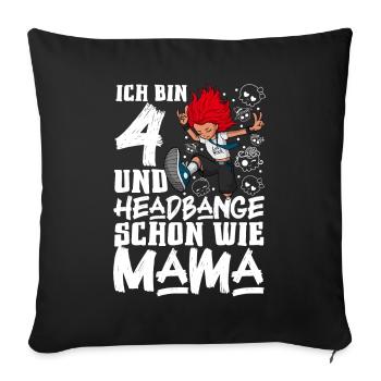 J’ai 4 ans - Girl Rocker - Housse de coussin décorative 45 x 45 cm - noir - Devant