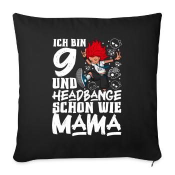 J’ai 9 ans - Girl Rocker - Housse de coussin décorative 45 x 45 cm - noir - Devant