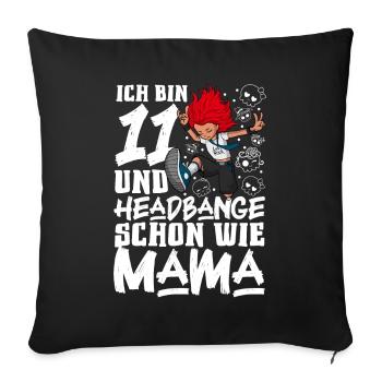 Ich bin 11 - Mädchen Rocker - Sofakissenbezug 45 x 45 cm - Schwarz - Vorne