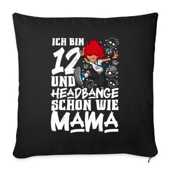 J’ai 12 ans - Girl Rocker - Housse de coussin décorative 45 x 45 cm - noir - Devant