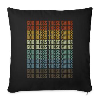 God bless these gains Fitness Workout Christian - Sofa pillowcase 17,3'' x 17,3'' (45 x 45 cm) - black - Front