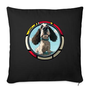 Dog Cartoon Cocker Spaniel pour les amoureux des chiens - Housse de coussin décorative 45 x 45 cm - noir - Devant